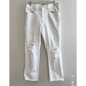 Gap 90s Loose Jeans Womens 10 White Denim Distressed Cropped